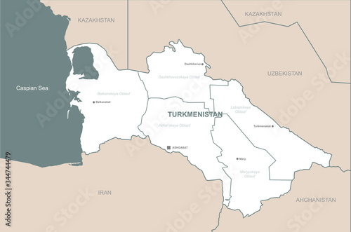 turkmenistan map. vector ma...