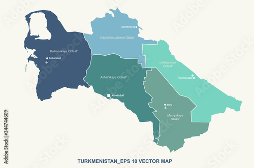 turkmenistan map. vector ma...