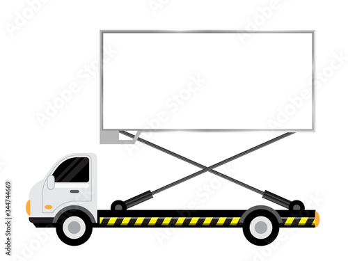 car truck with billboards white for copy space, large billboard sign on side truck, mobile truck for advertise campaign, billboard advertisement for outdoor media, trailer for advertising LED display