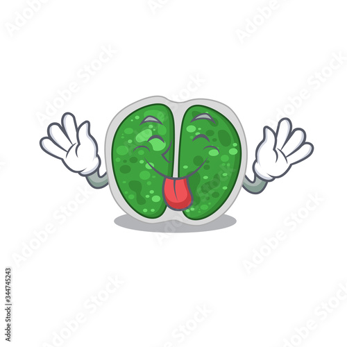 An amusing face chroococcales bacteria cartoon design with tongue out