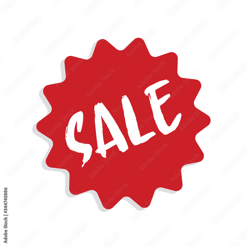 Sale sign. Red ticker. Online shop promotion banner. Isolated illustration. Special offer. Vector star label. Sale sign. Red ticker. Online shop promotion banner. Isolated illustration. Special offer. Vector star label.