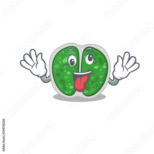 A cartoon design of chroococcales bacteriahaving a crazy face