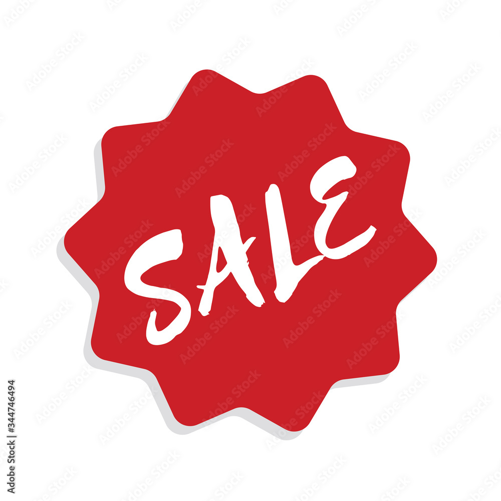 Sale sign. Red ticker. Online shop promotion banner. Isolated illustration. Special offer. Vector star label. Sale sign. Red ticker. Online shop promotion banner. Isolated illustration. Special offer. Vector star label.