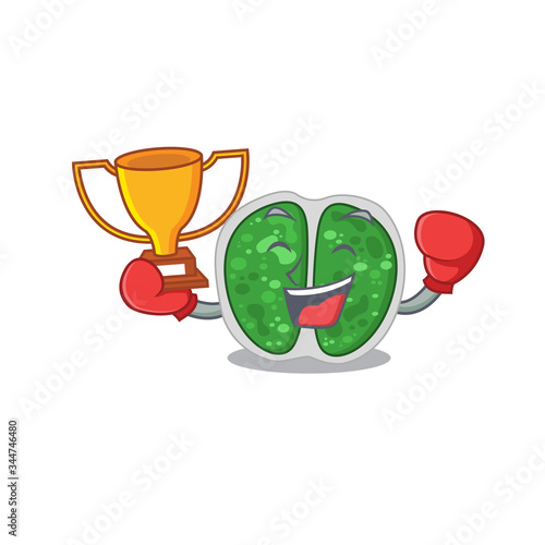 An elegant boxing winner of chroococcales bacteria mascot design style