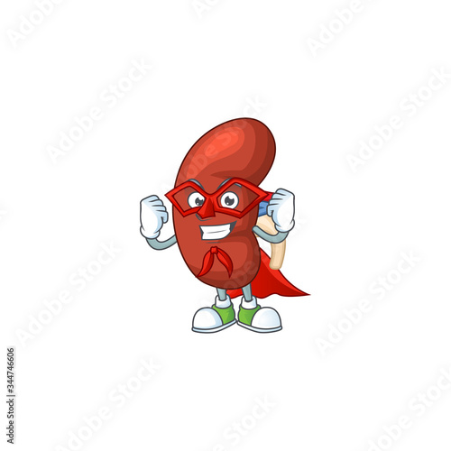 Leaf human kidney cartoon design concept dressed as Super hero