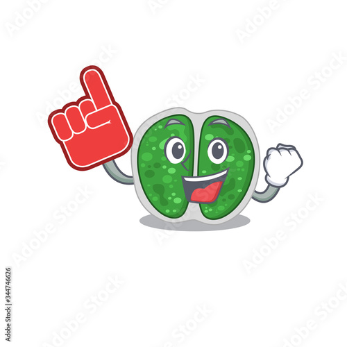 Chroococcales bacteria presented in cartoon character design with Foam finger