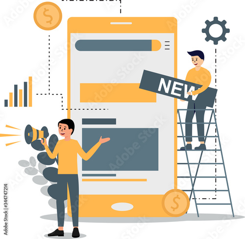 Flat design illustration of digital marketing strategy - Shortcut
