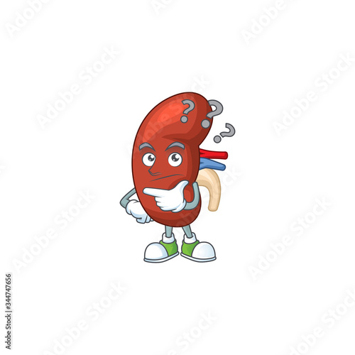 Leaf human kidney mascot design concept having confuse gesture