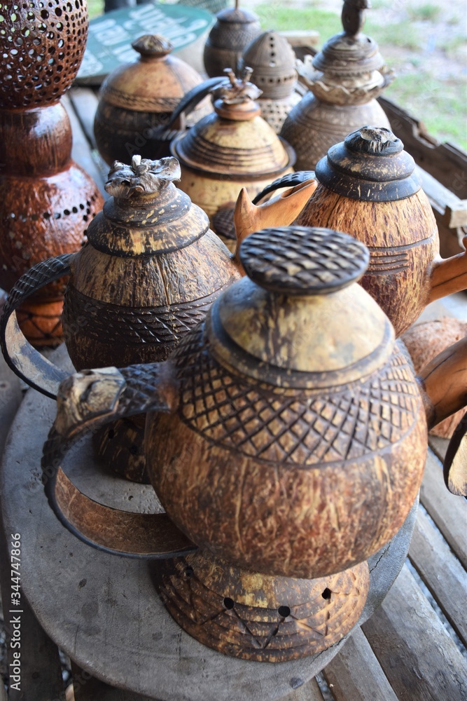 Handmade work, products from coconut shell Handmade work, products from coconut shell