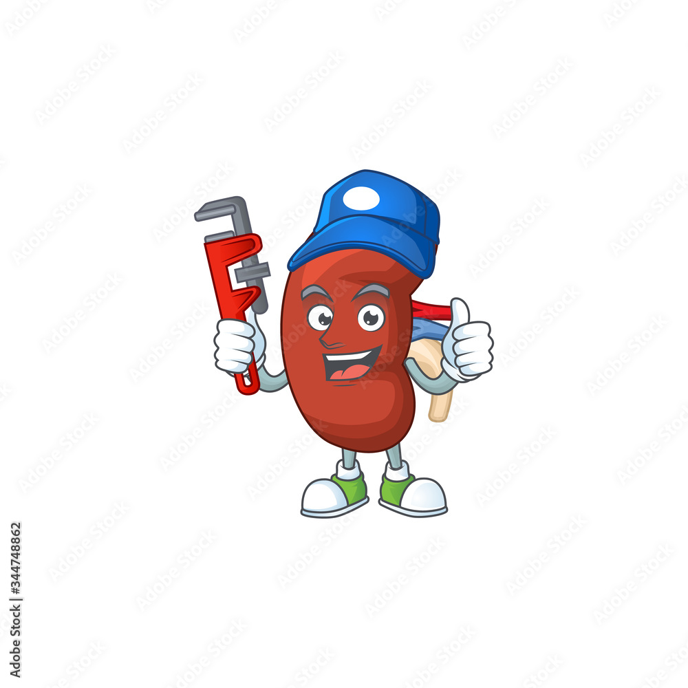 Mascot design concept of leaf human kidney work as smart Plumber Mascot design concept of leaf human kidney work as smart Plumber