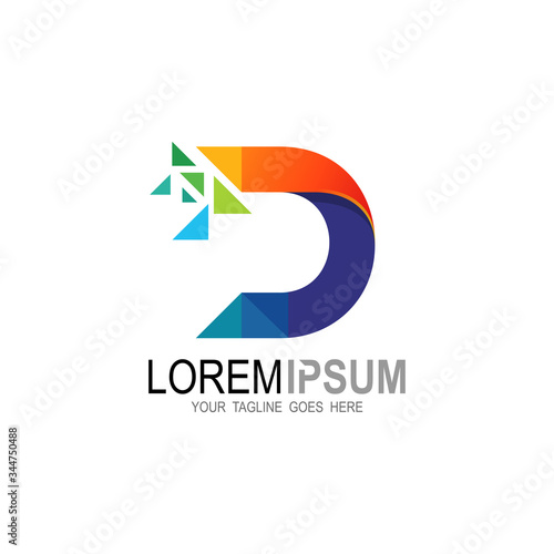 D Letter Pixel Multiply Colorful Logo Design Template, Letter d pixels logo initial design template, 