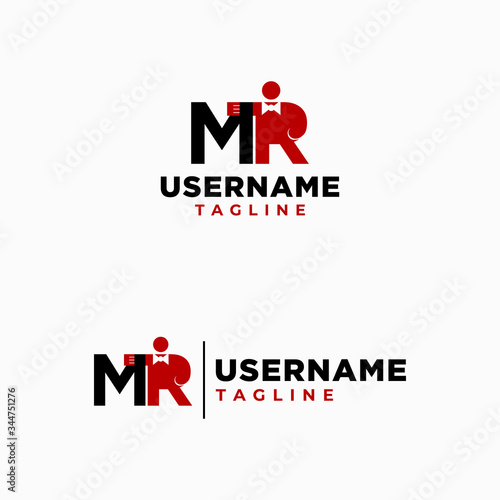 The initials MR logo, the letter R is in the form of an illustration of a person embracing in red