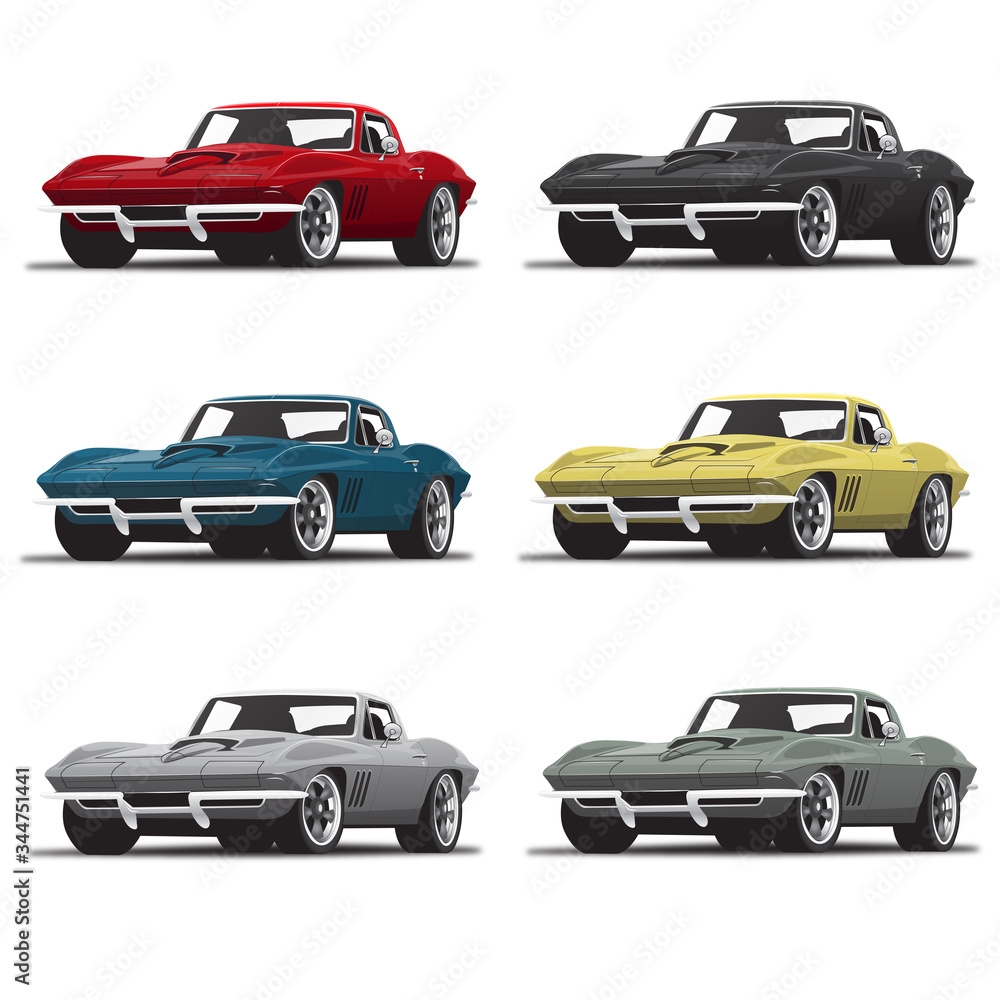 1960's Vintage Classic muscle Sports Car in multiple colors