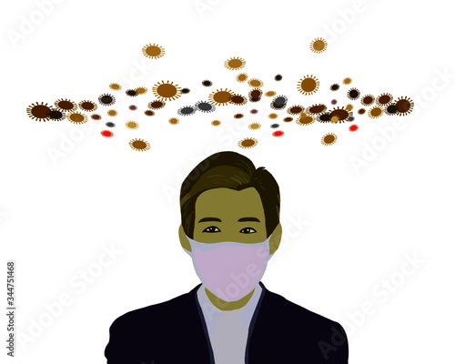 People all over the world live a new normal lifestyle. Wearing a mask to prevent infection from an epidemic coronavirus covid-19.