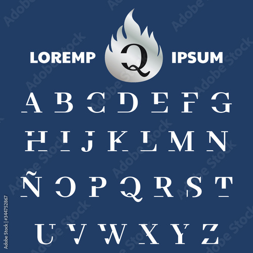 Set of Letter capital logo icon design template elements. Modern line logo with flame style. Can be used for business, company group, consulting, finance. Vector Illustration.