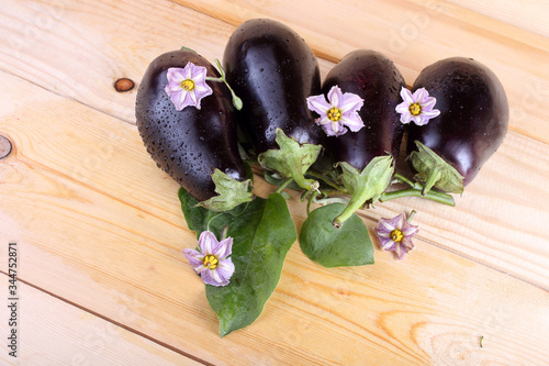 Eggplants on table