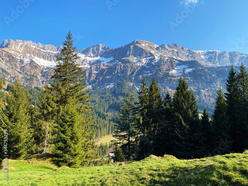 Alpine peaks Esel, Tomlishorn and Widderfeld in the Mountain massif Pilatus or Mount Pilatus, Eigenthal - Canton of Lucerne, Switzerland (Kanton Luzern, Schweiz) photo