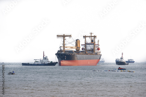 Cargo ship Leaving the shore