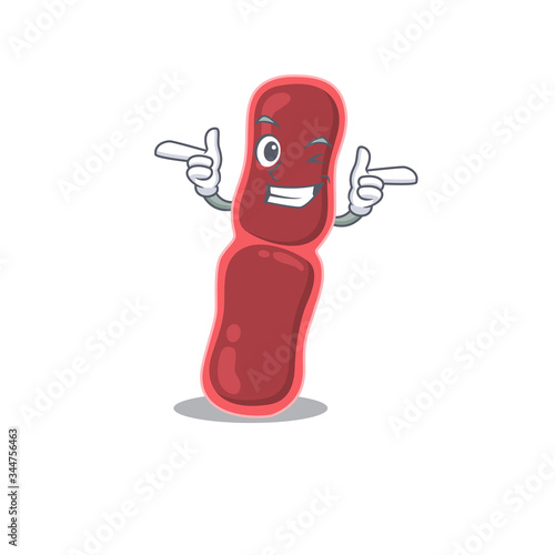 Cartoon design concept of bacillus bacteria with funny wink eye