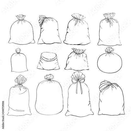Canvas sack vector. canvas bag. Illustration of a canvas sack. set canvas sack