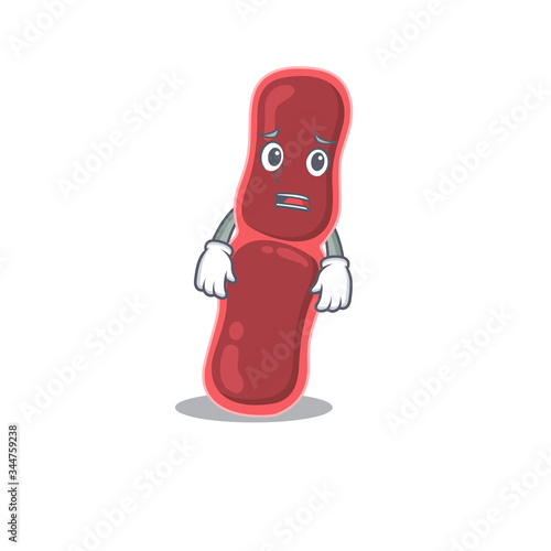 Cartoon design style of bacillus bacteria showing worried face
