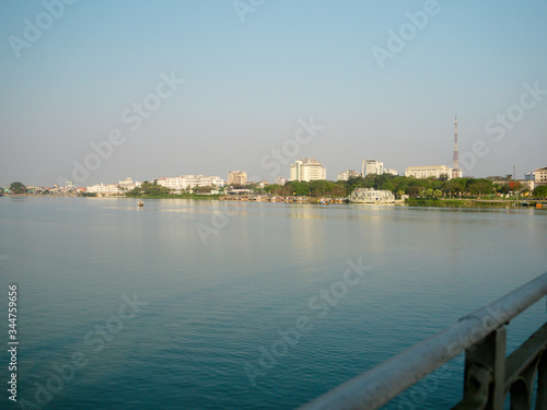 A beautiful scenery of Huong river, called perfume river, located in Hue in Vietnam