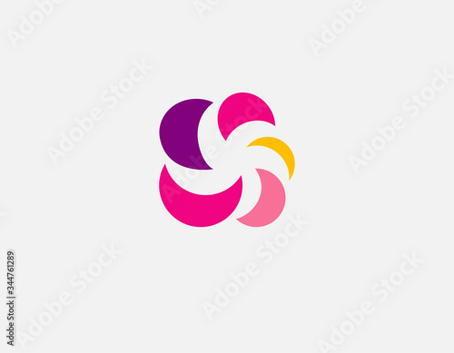 Creative multicolored logo icon abstract flower image.