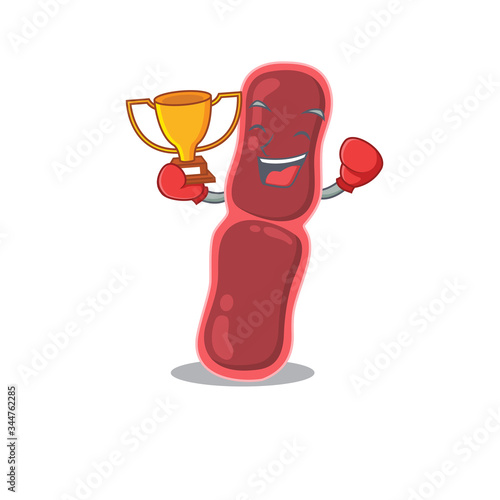 An elegant boxing winner of bacillus bacteria mascot design style