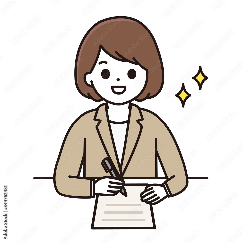 スーツ 女性 メモ イラスト スーツ 女性 メモ イラスト