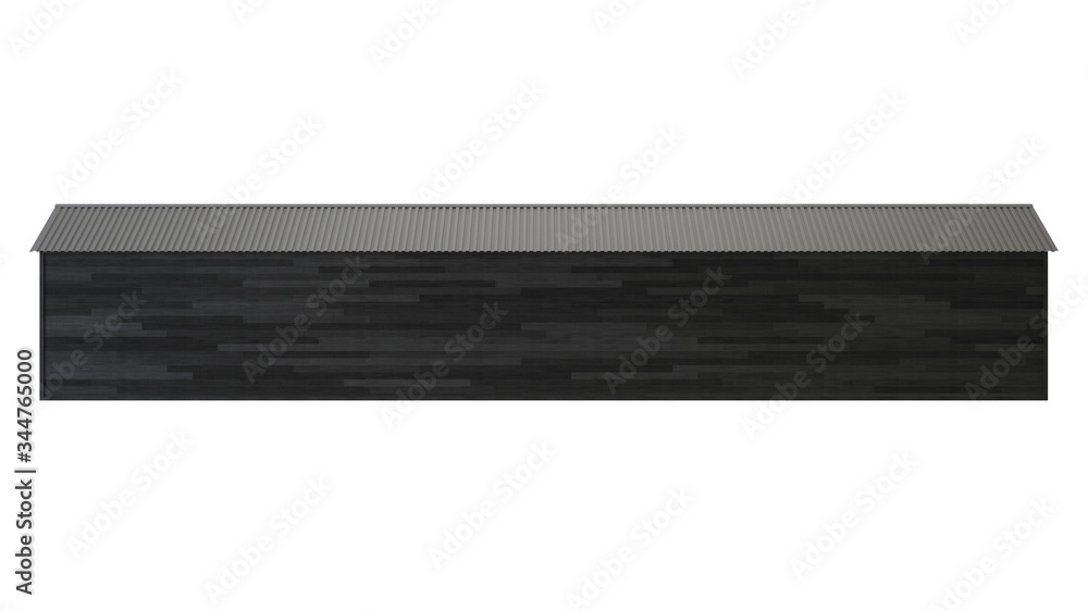 Black barn on a white background. Clipping path included. 3D rendering. Black barn on a white background. Clipping path included. 3D rendering.
