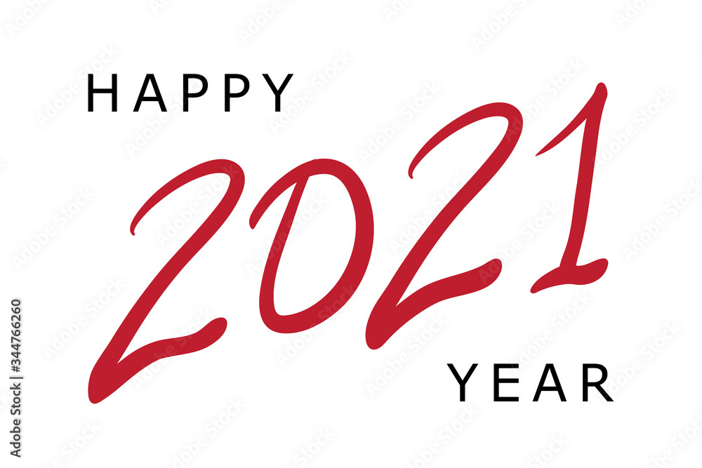 Obraz premium Happy new year 2021 red color text lettering