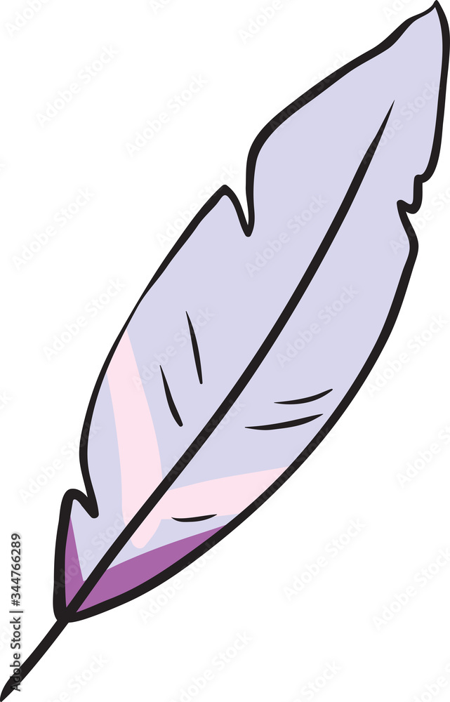 hand drawn bird feather - cartoon style object hand drawn bird feather - cartoon style object