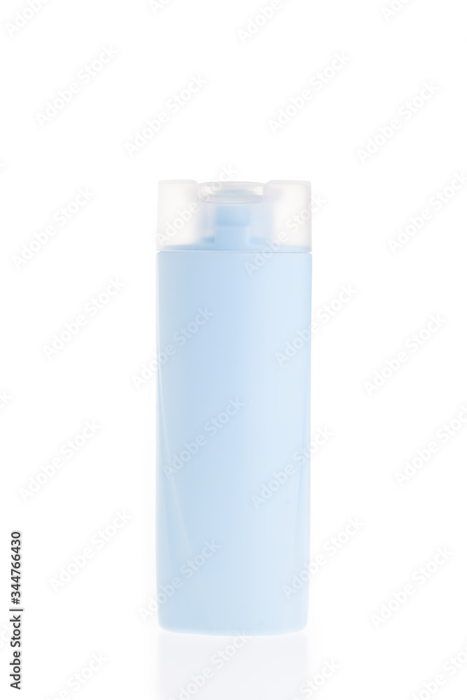 Product bottle, blue, isolated on white background Product bottle, blue, isolated on white background