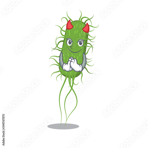 E.coli bacteria dressed as devil cartoon character design style