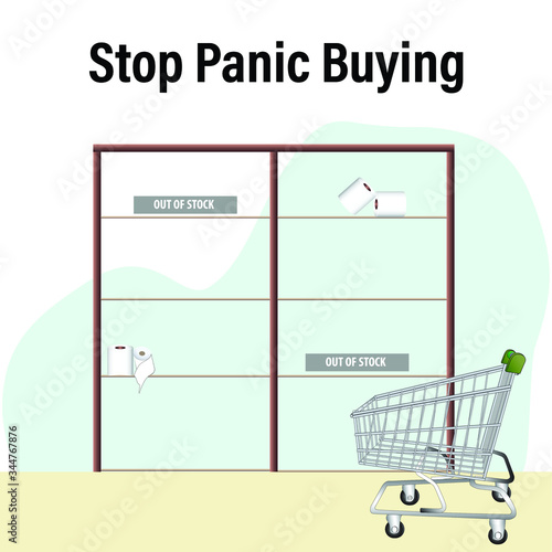 Doomsday chaos and pandemic virus outbreak concept, customer in panic buying lots of food due to movement control by government