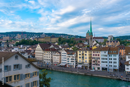 The city scape of Zurich on the lindenhof.