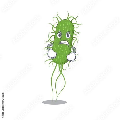 Mascot design concept of e.coli bacteria with angry face
