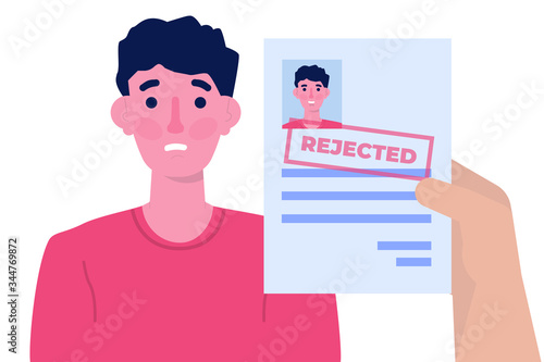 Job application rejected document paper. Vector illustration
