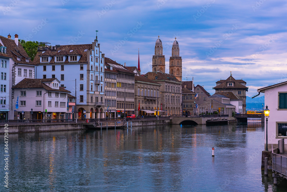 Beautiful view of Zurich in the quiet morning.