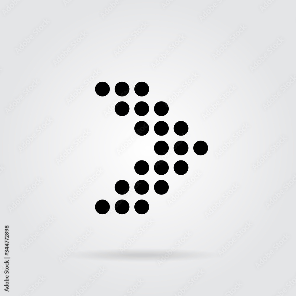 Dot arrow icon. Halftone effect. Isolated graphic element. Stock - Vector illustration. Dot arrow icon. Halftone effect. Isolated graphic element. Stock - Vector illustration.