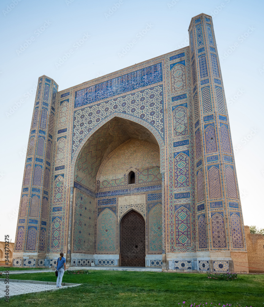 Ancient building in the city of Samarkand, Uzbekistan. The mosque of Bibi Khanym at sunny day