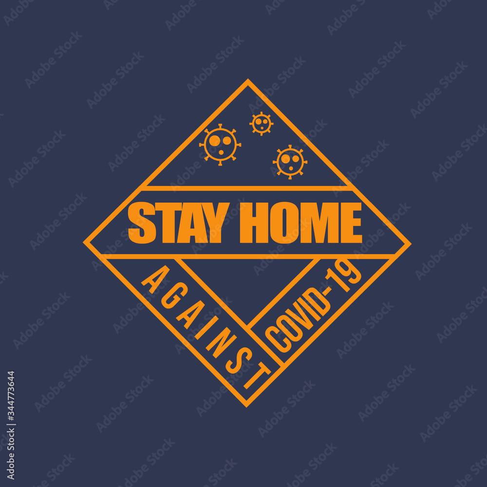 Stay home vector logo consist of simple typography and geometrical object perfect for trendy sticker to succeed the social distancing campaign against corona virus Stay home vector logo consist of simple typography and geometrical object perfect for trendy sticker to succeed the social distancing campaign against corona virus