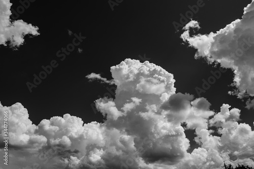 severe dramatic clouds, stormy sky black and white image