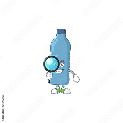 Smart Detective of mineral bottle cartoon character design concept