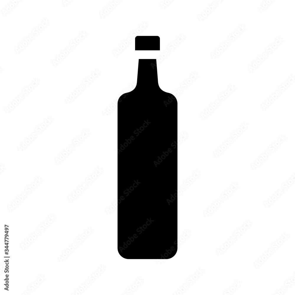 Syrup bottle silhouette isolated on white background, drink bottle icon design Syrup bottle silhouette isolated on white background, drink bottle icon design