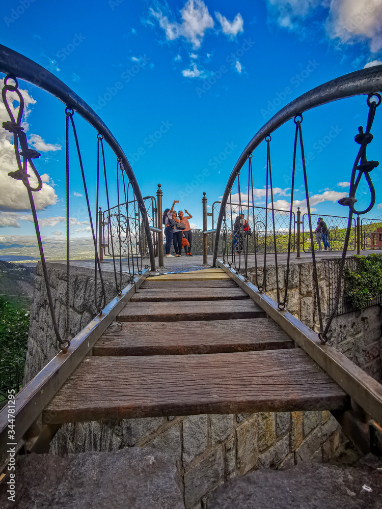 Quito, Ecuador - January 16 2020: Bridge in Guapulo District Placed In North Of Quito Shoot Late In The Afternoon