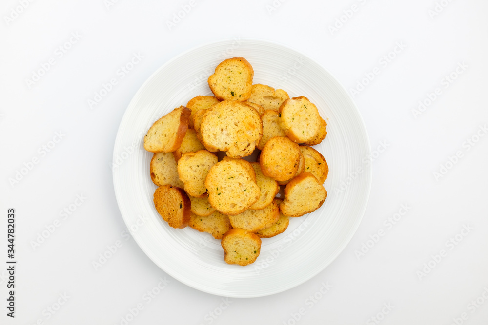 Garlic bread on white background Garlic bread on white background