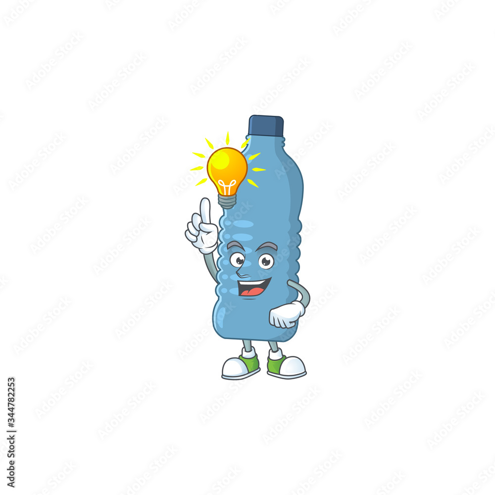 A genius mineral bottle mascot character design have an idea