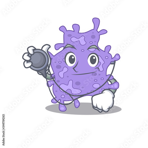 Staphylococcus aureus in doctor cartoon character with tools