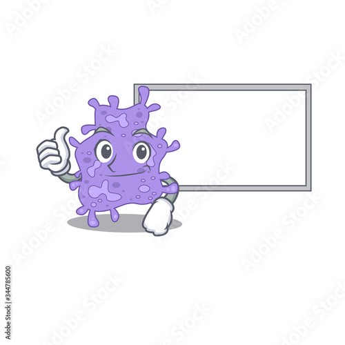 Humorous staphylococcus aureus cartoon design Thumbs up bring a white board